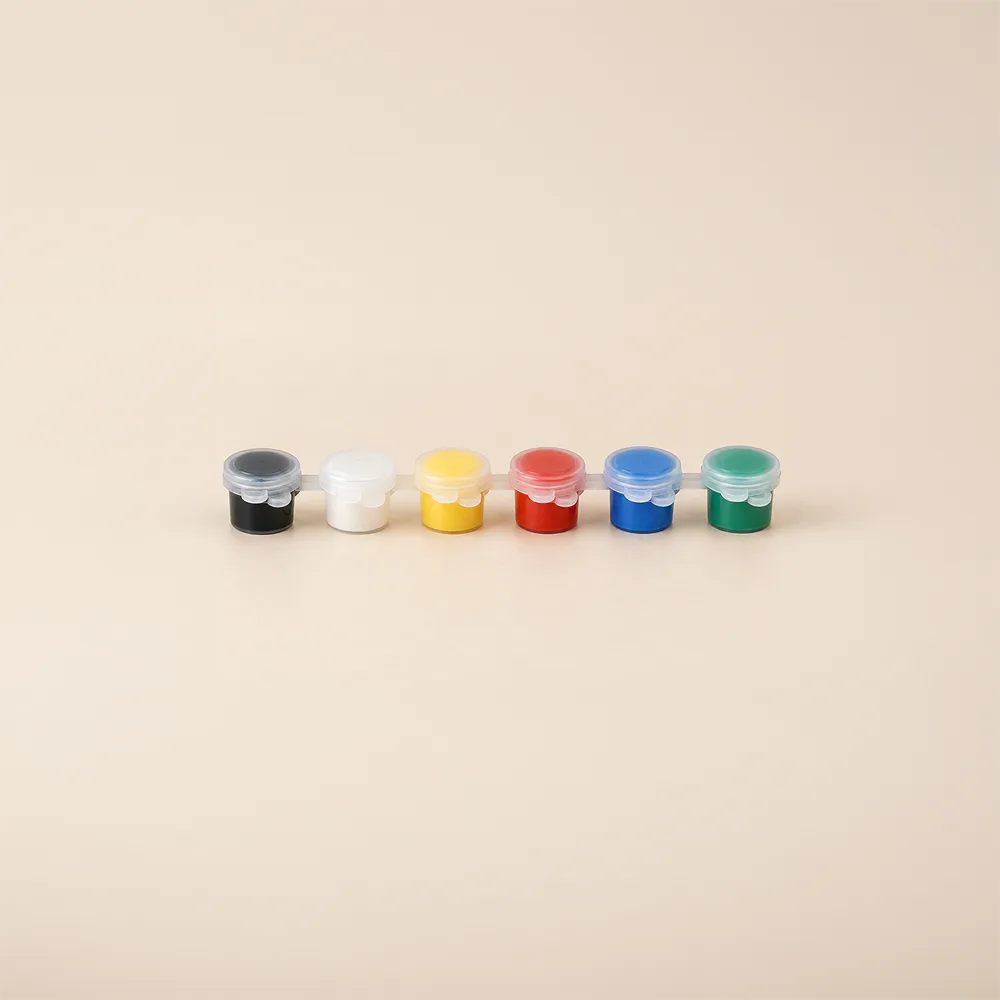 Small pots of acrylic paint