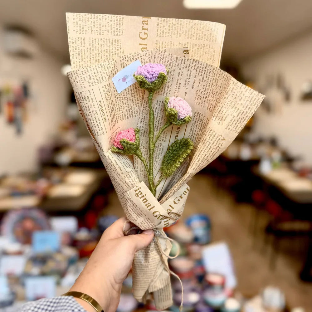 Handmade crochet rose bouquet