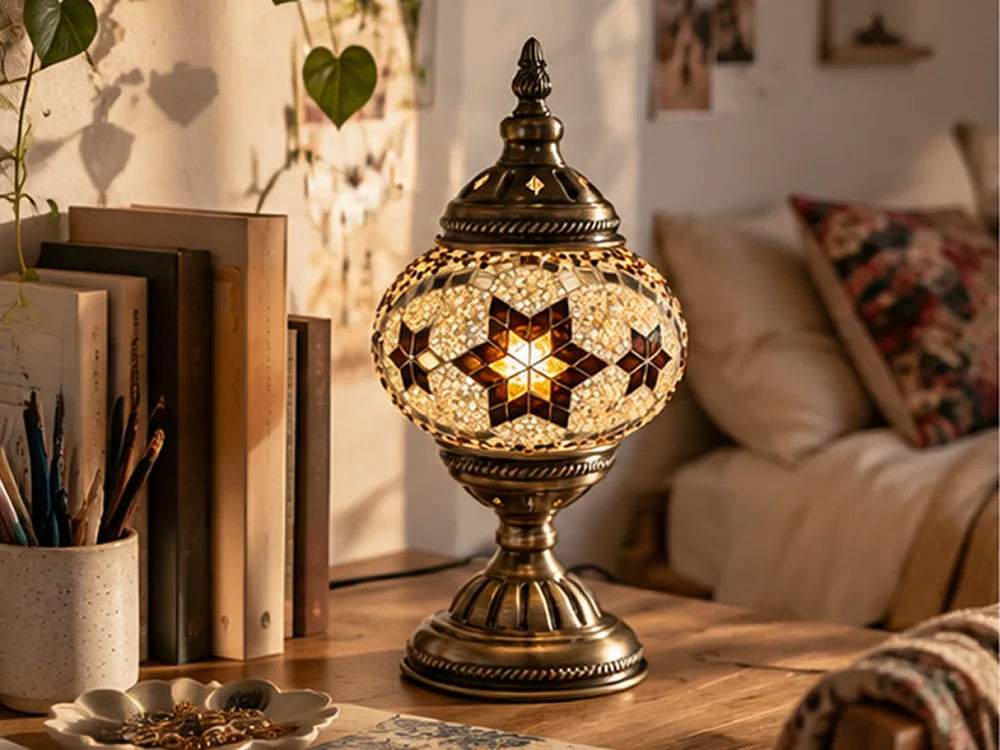 Desert mosaic table lamp in a living space