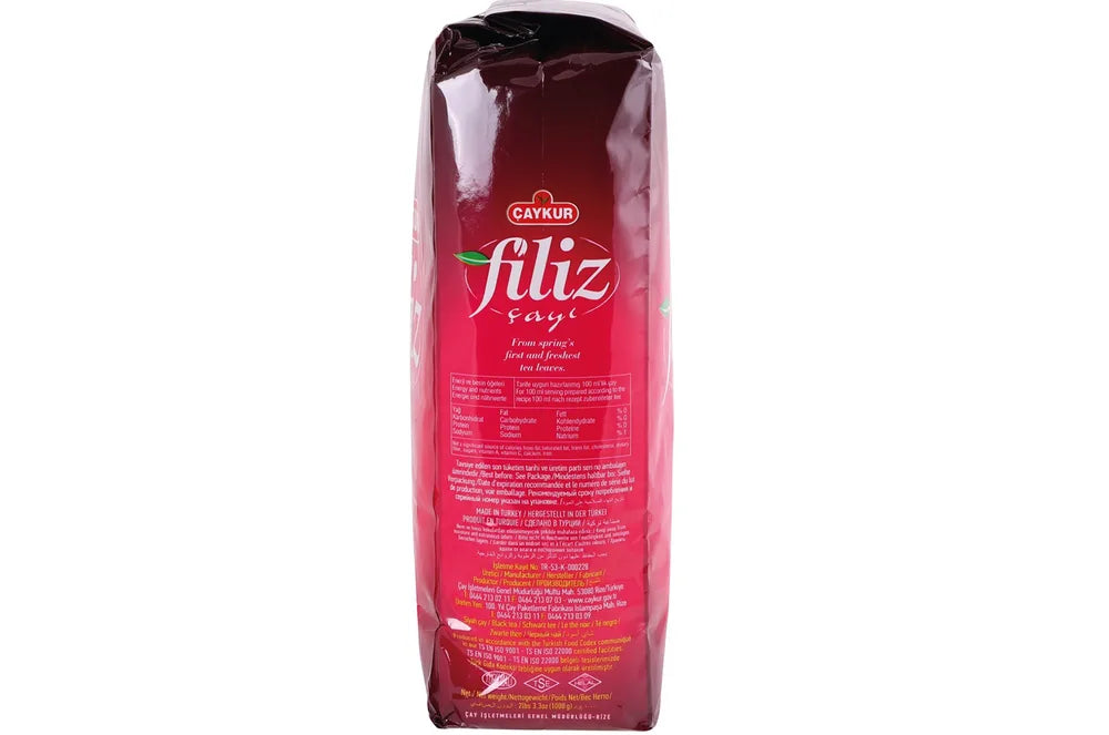 Information panel on a pack of Çaykur Filiz tea