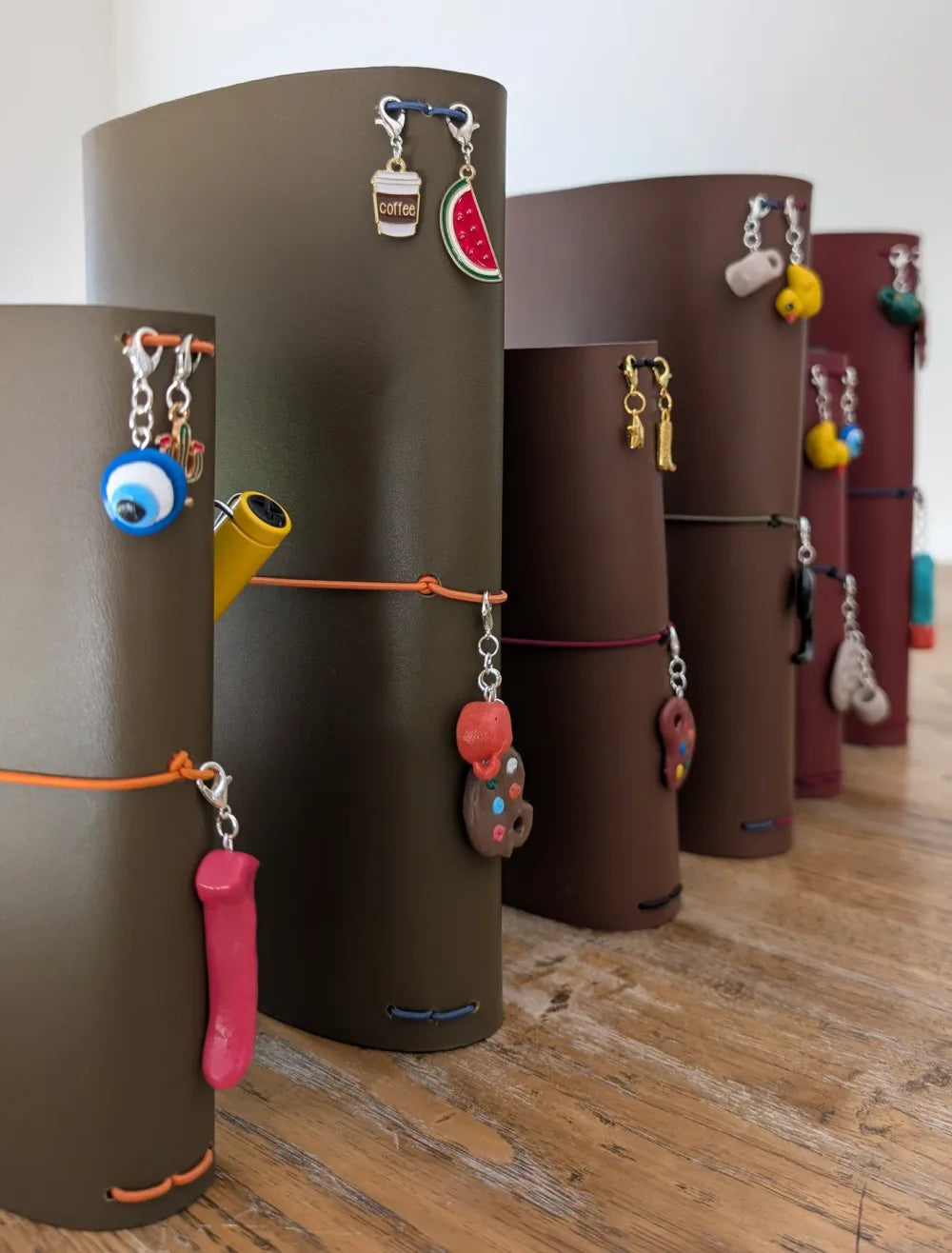 Handmade leather journals in several colours